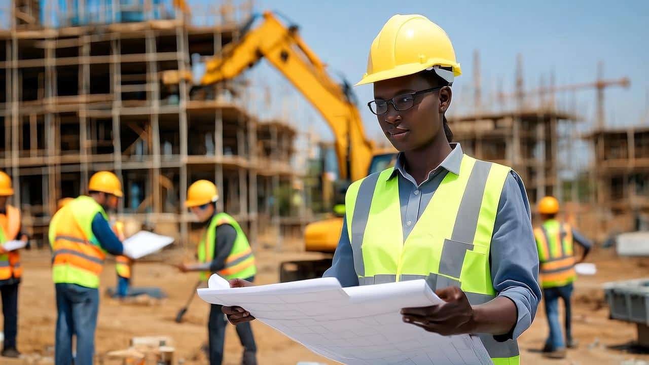 Ingénieure CONCORDE BTP sur un chantier de construction